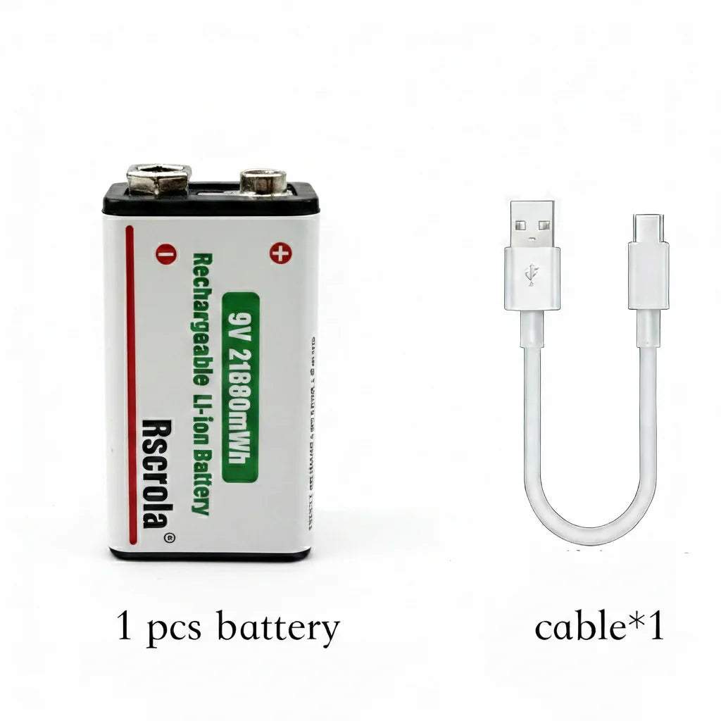 Rechargeable Li-ion High Capacity Battery, 1200+ Cycles, Constant Output for 9V devices Oasis Select 1 pcs 9v Battery