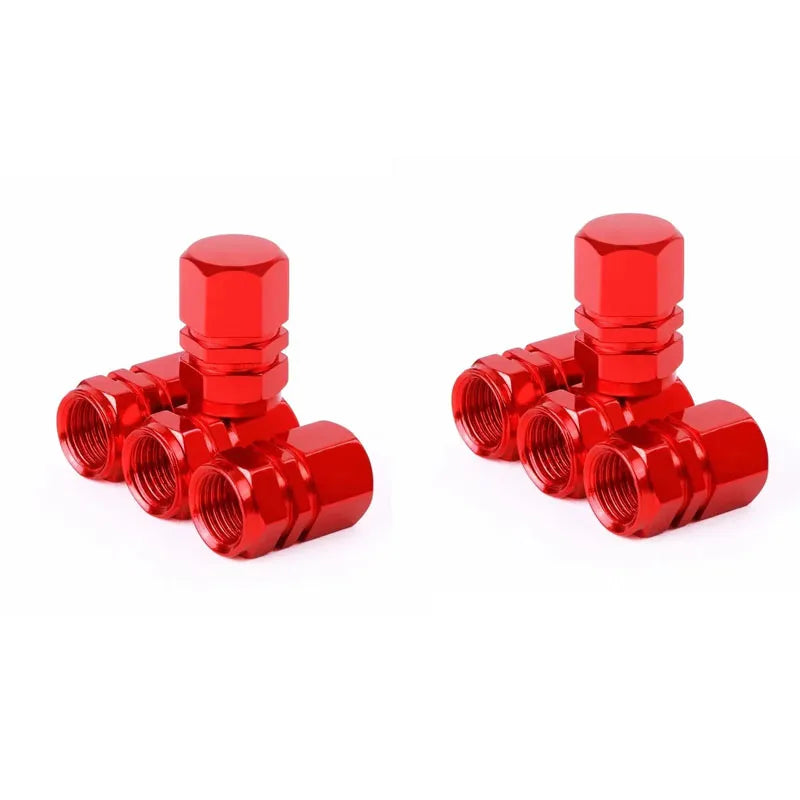 4/8Pcs Universal Premium Aluminum Car Tyre Air Valve Caps Bicycle Tire Valve Cap Car Wheel Styling Red Black Blue Silver Gold Oasis Select red 8pcs