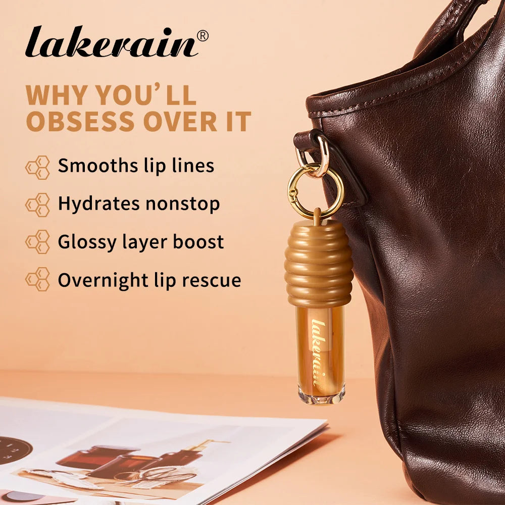 Lakerain Hydrating Lip Gloss Plumper Smooth Lip Lines Long Lasting Moisturizing Nourishing Lip Honey Oil Non Sticky Cosmetics Oasis Select