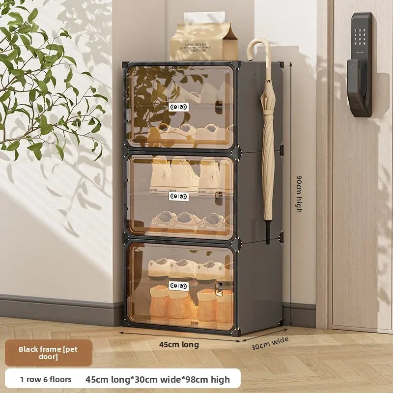 Multi-functional Simple Shoe Rack Plastic Household Indoor Door, Dustproof Storage At The Entrance, Transparent Shoe Cabinet Oasis Select 1-6A