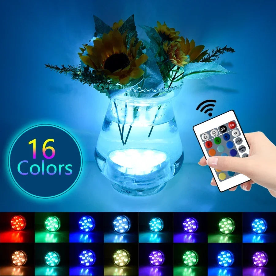 RGB Submersible LED Lights – 10 LED, IP68, Remote Control Underwater LED Light Oasis Select