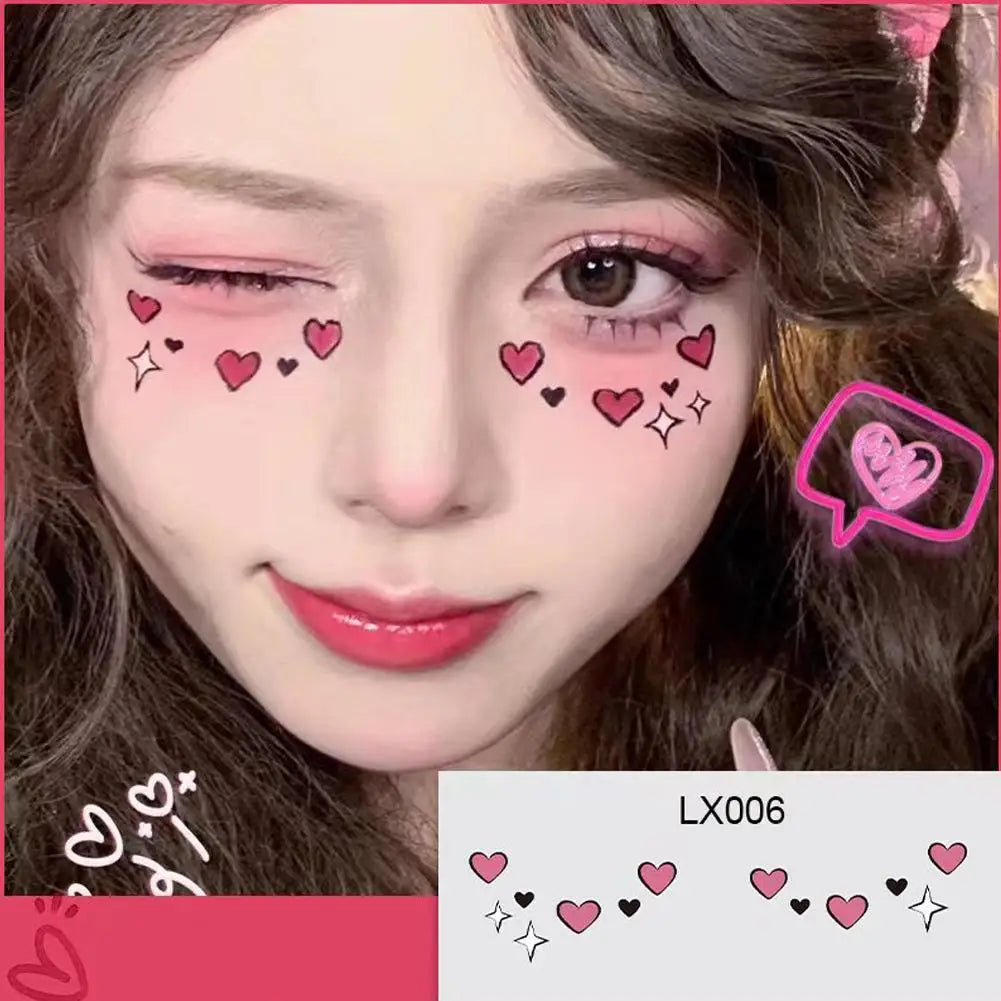 Love Heart Face Temporary Tattoos – Waterproof Party Stickers Temporary Face Tattoos Oasis Select