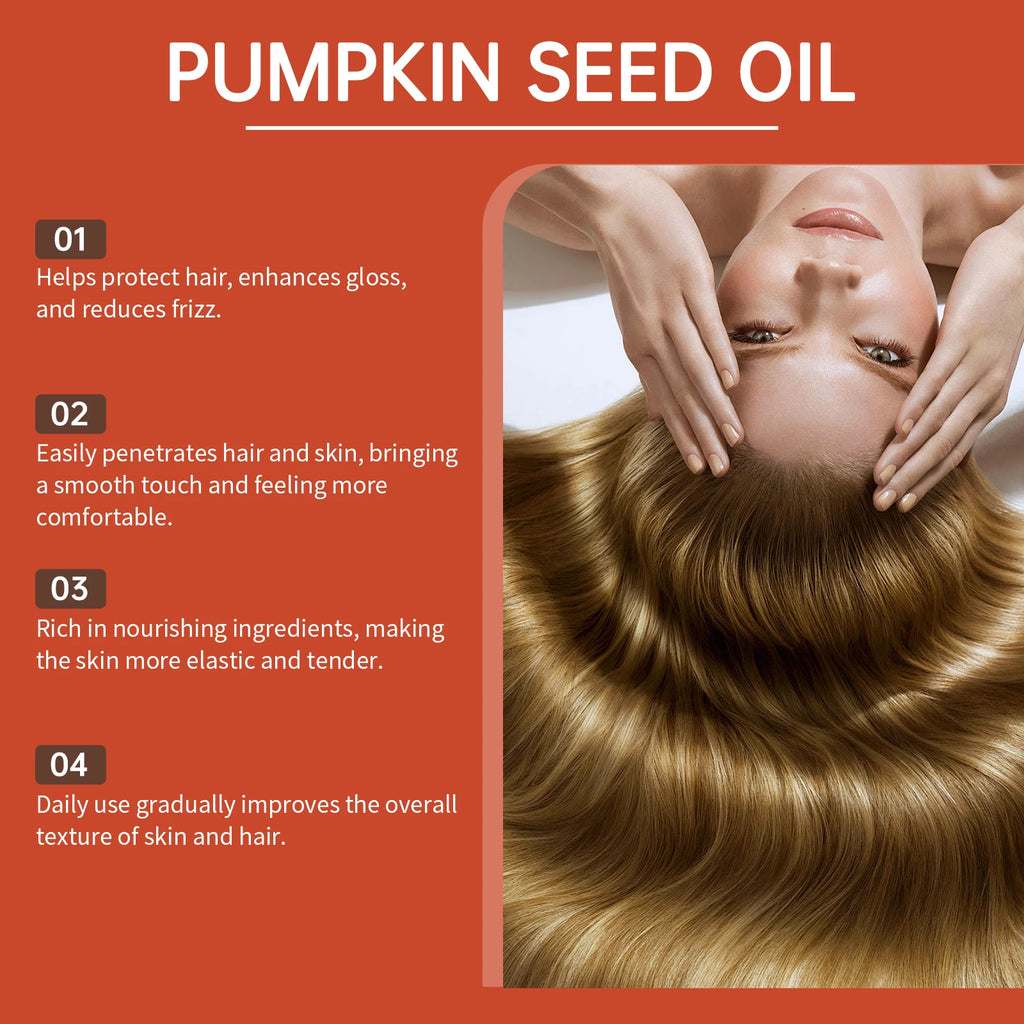Pumpkin Seed Oil for Body & Hair Deep Moisturizing Nourishing Dry Skin Natural Hydrating Tightening Lifting Brightening Body Oil Oasis Select