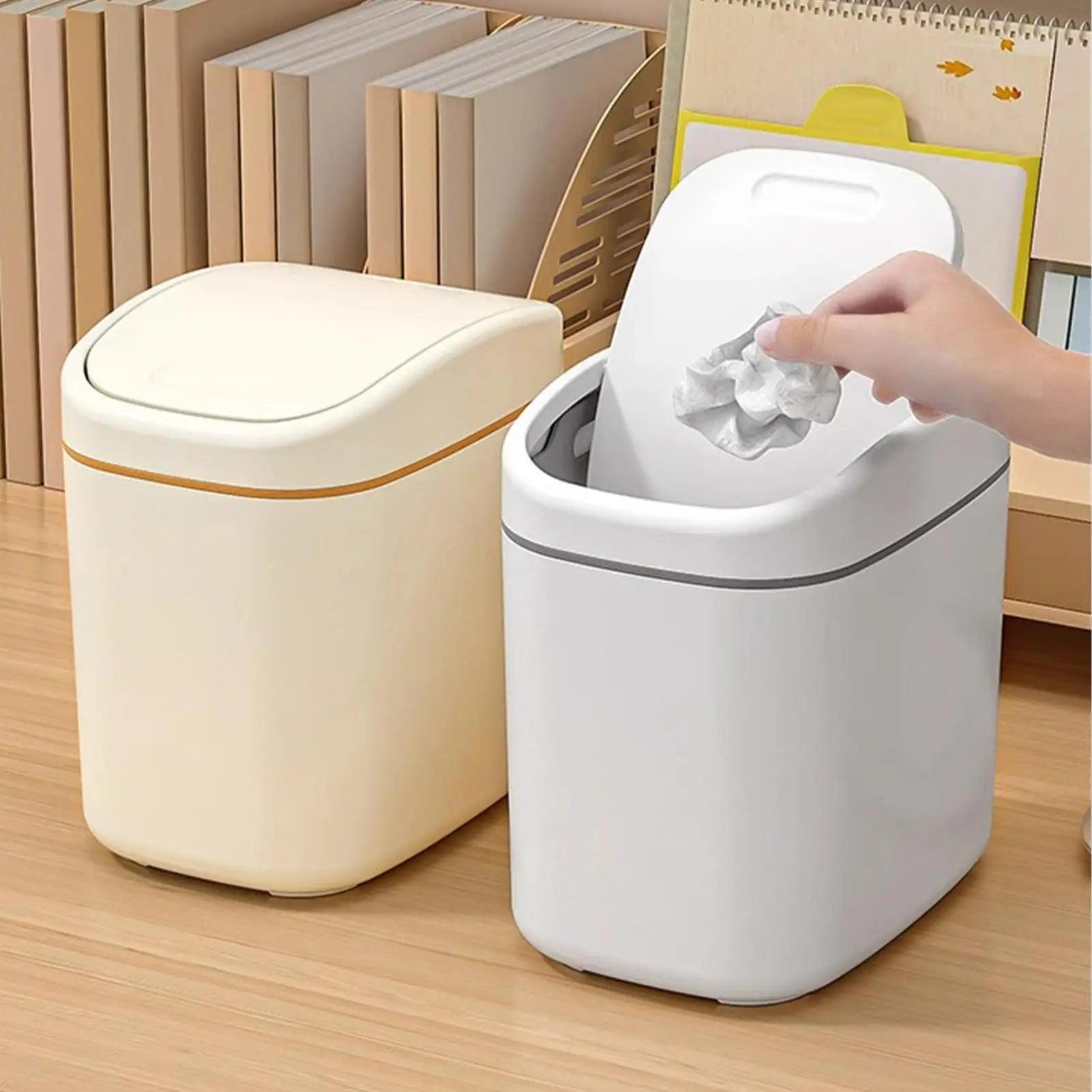 Desktop Trash Can Mini Garbage Can Plastic Dustbin with Shake Cover for Home Office Waste Bins Household Cleaning Storage Box Oasis Select