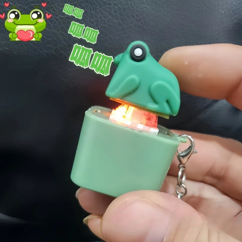Frog Sound Button Keychain Glowing Student Fun Parody Venting Abstract Artifact Pendant Creative Decompression Toy Oasis Select