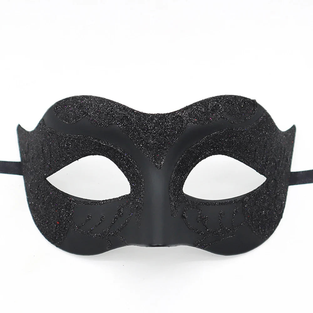 Glitter Half Face Masquerade Mask Woman Men Venice Mask Halloween Costume Accessories For Cosplay Party Oasis Select Black