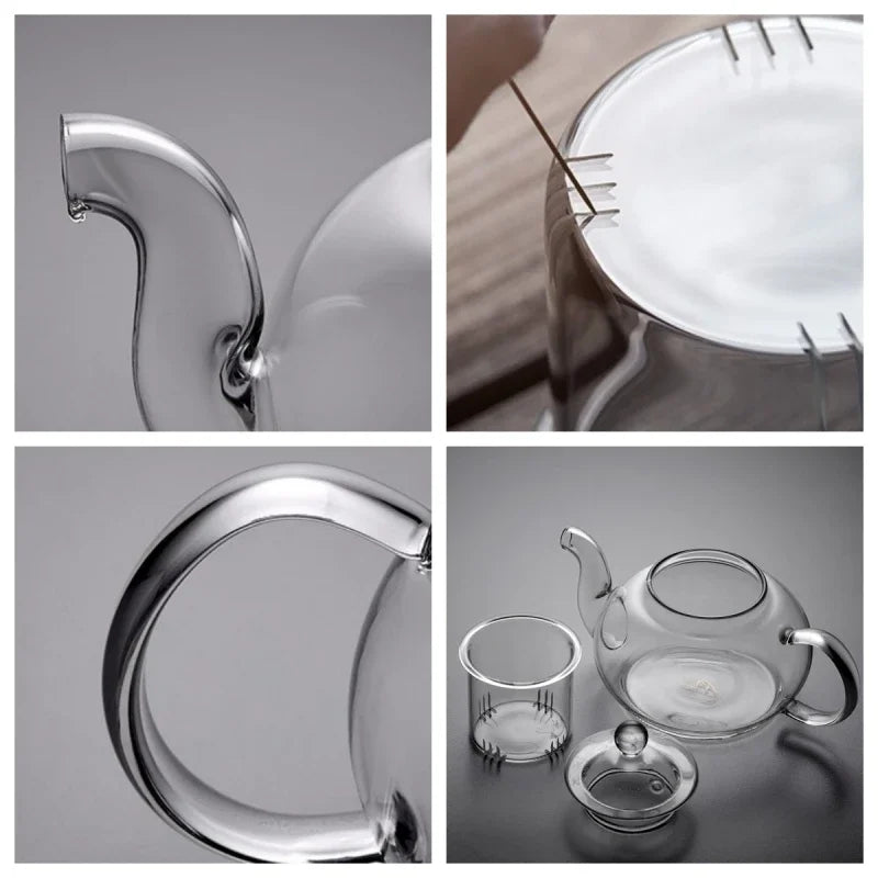 400ml/1000ml Glass Teapot Filterable Heat-resistant Thickened High Borosilicate Durable Flower Tea Pot Heatable Puer Oolong Pot Oasis Select