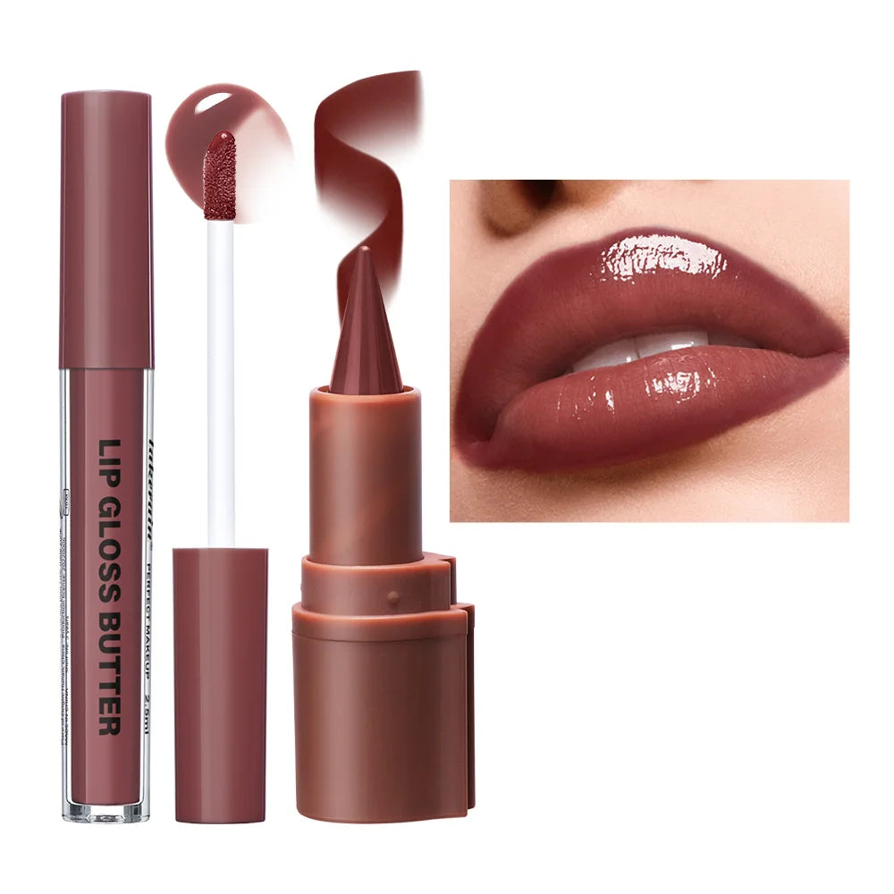 3D Lip Liner & Lip Gloss Set Moisturizing Hydrating Formula Define Lips for Multiple Occasions Usage Natural Finish Makeup Oasis Select Color 3