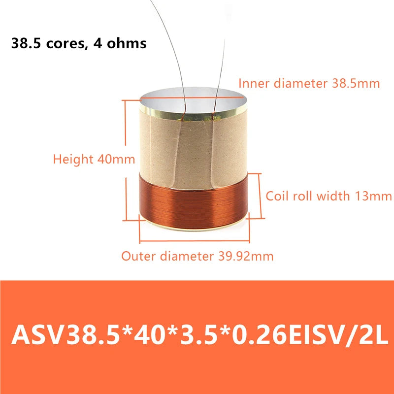 1PCS Speaker Voice Coil Braided Copper Lead Bass Voice Coil 2Layers Speaker Aluminum Voice Coil Repair Accessories Oasis Select 38.5x40x3.54