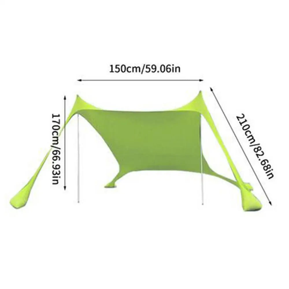 Home Beach Awning Outdoor Camping Sun Shade UV Protection Portable Windproof Beach Canopy with Storage Bag Camping Accessories Oasis Select Green