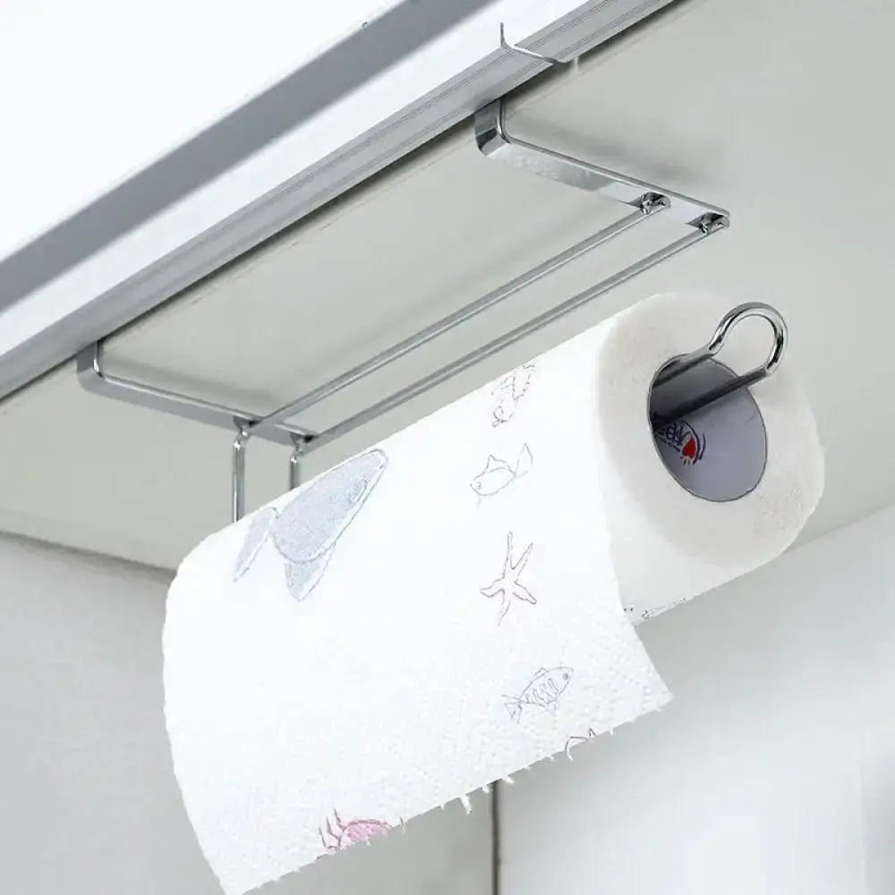 No-Drill Metal Toilet Paper Holder & Towel Hanger Rack