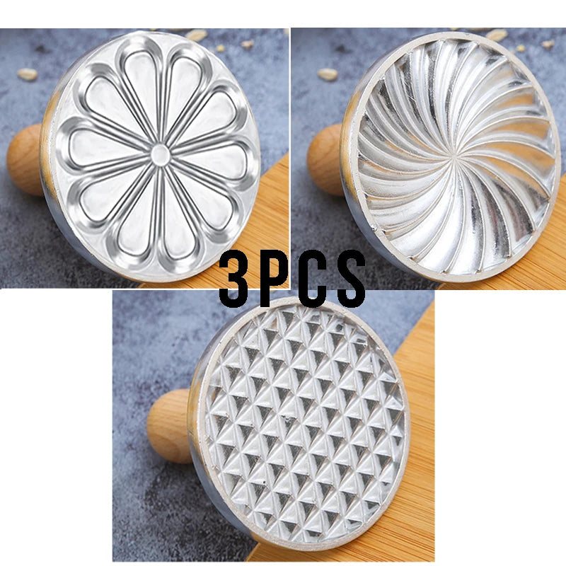 6/3/1 Cookie Cutter Aluminum Alloy Cookie Stamps Wooden Handle Smile Heart Pattern DIY Hand Press Cookie Mold for Festival Party Oasis Select 3pc A