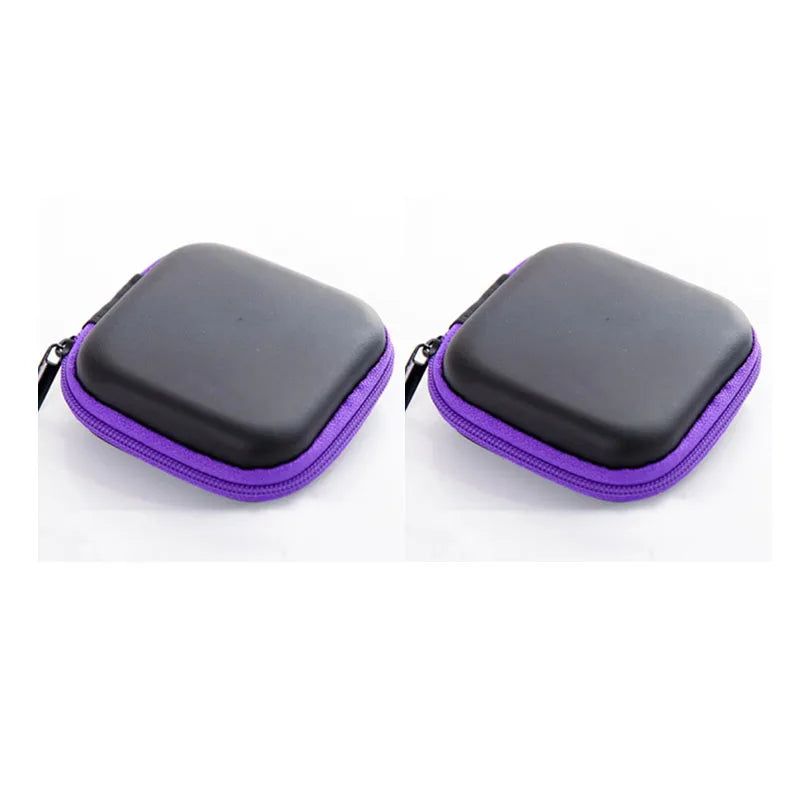 1/3Pcs Zipper Storage Bag For Wired Earphone Data Cable Mini Portable Small Square Bag For AirPods Key Money Bag Protector Case Oasis Select 2pcs Purple