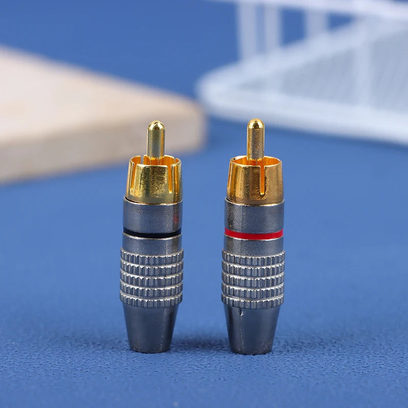 2Pcs RCA Male Connector Non Solder Plug Adapter For Audio Cable Plug Video CCTV Camera Solder-Free Adapter Cable Converter Oasis Select