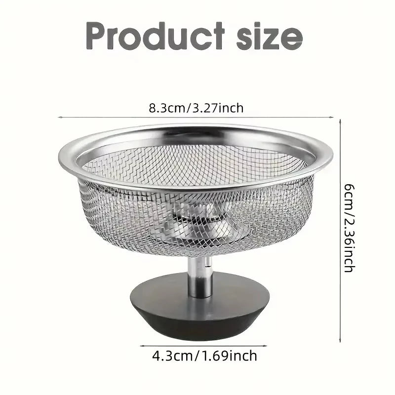 2Set Kitchen Sink Strainer With Handle & Stopper Replacement Drain Basket Stainless Steel Mesh Filter Waste Hole Oasis Select