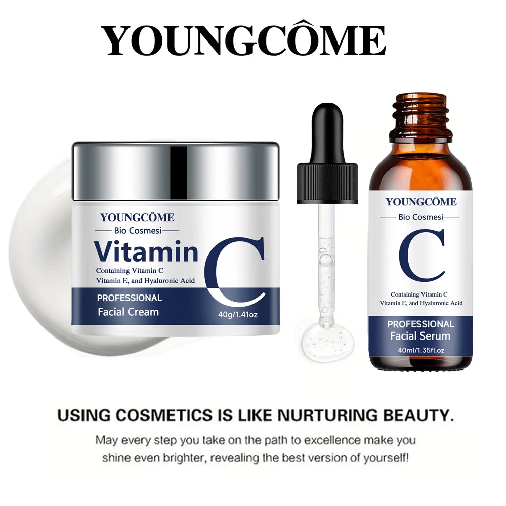 Vitamin C E & Hyaluronic Acid Face Cream & Serum Set