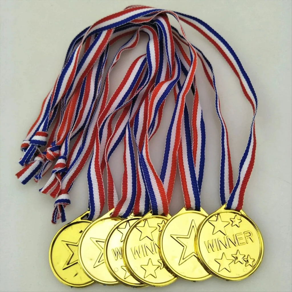 30Pcs Plastic Gold Winners Medals Trophy Children Game Sports Prize Awards Toys For Kids Birthday Party Favors Pinata Fillers Oasis Select