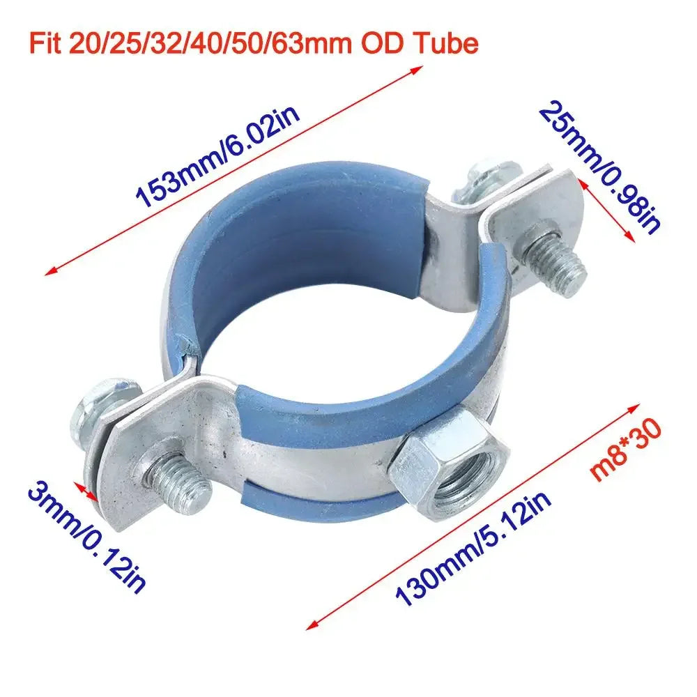 1Pcs Fastener Hardware Round Hose Clamp Nut Hoop Pipe Fitting Suspension Pipe Holder Carbon Steel Rubber PPR/PVC Oasis Select