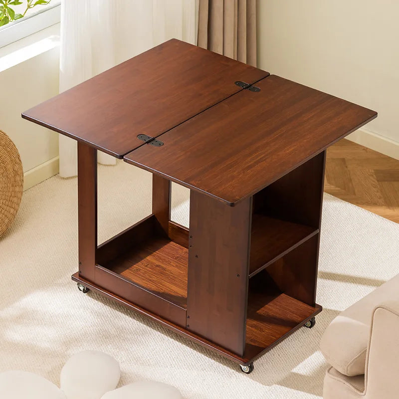 Nordic style solid wood folding movable coffee table side table rectangular chess table small apartment dining table Oasis Select