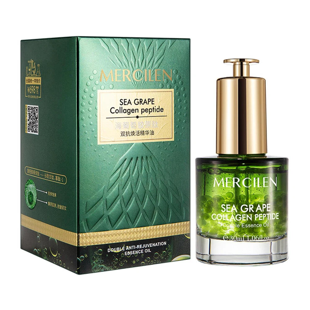 Sea Grape Collagen Peptide Double Anti Revitalizing Essence Oil Skin Care Moisturizing Brighten Anti-Aging Firming Face Serum Oasis Select 30ml