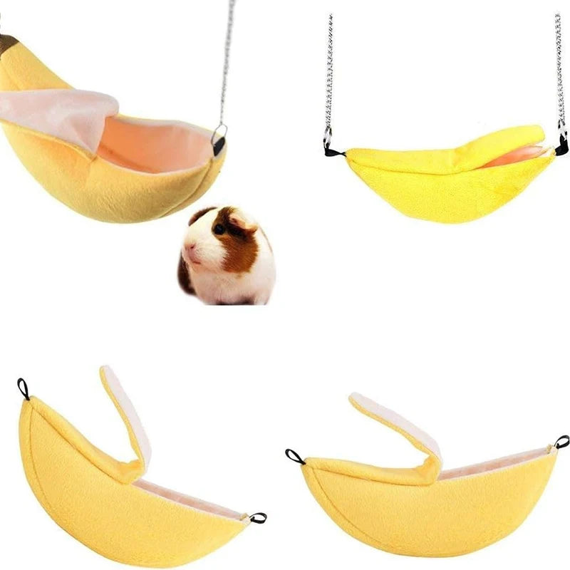 Banana Hamster Bed House Hammock Small Animal Warm Bed House Cage Nest Hamster Accessory for Sugar Glider Hamster Small Bird Pet Oasis Select