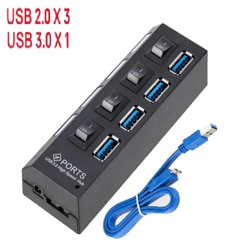 USB HUB 3.0 Super Speed 5Gbps usb 3.0 4 7 Ports HUB Portable Micro USB 3.0 HUB Splitter With External Power Adapter For PC Acc Oasis Select 4 Port HUB-USB Cable