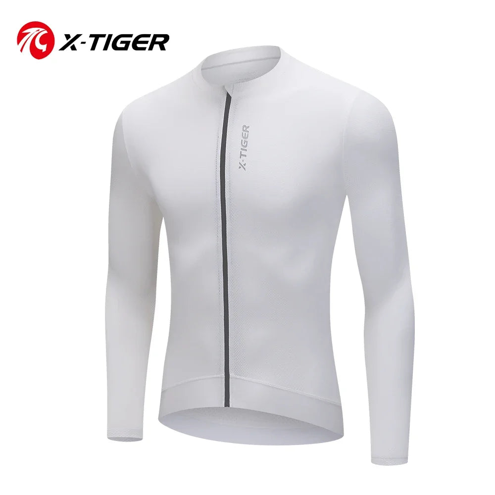X-TIGER Men's Cycling Jersey Autumn Three Pocket Reflective Cycling Jacket Sport Mountain Bike Shirt Ciclismo Long Sleeve Oasis Select XM-CY-38002 S