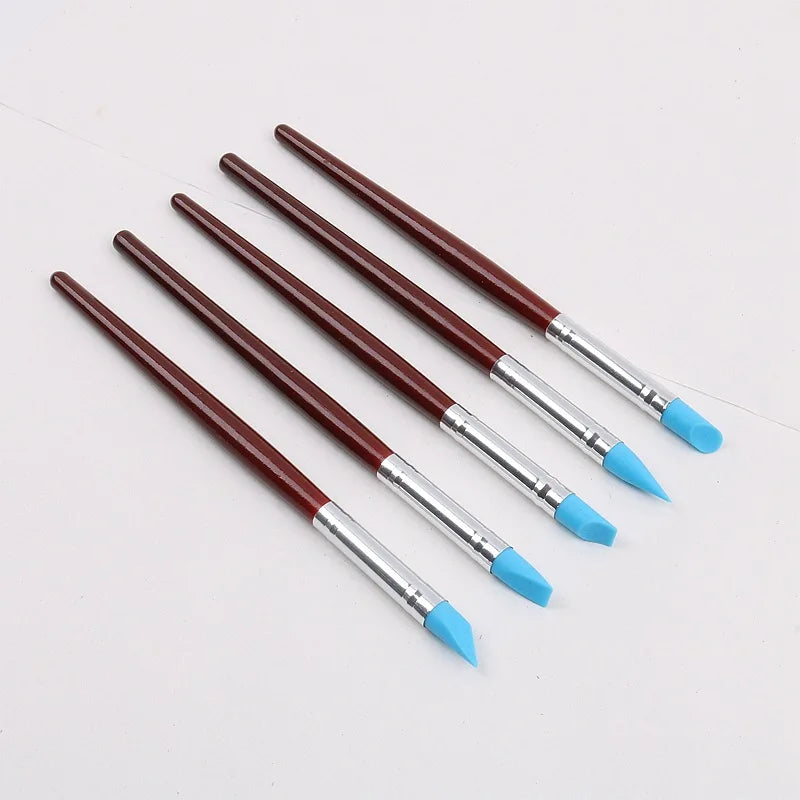 5pcs Rubber Silicon Tip Paint Brushes for Watercolor Oil Painting Shaping Carving Tool Sculpture Clay Tools Oasis Select