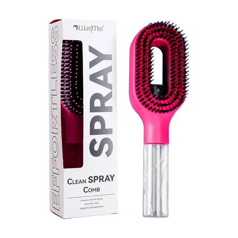 1PC Refillable Liquid Spray Hair Brush, Anti-static Soft Bristle Comb, Hair Styling & Massage Comb for Home Use Oasis Select Rose red