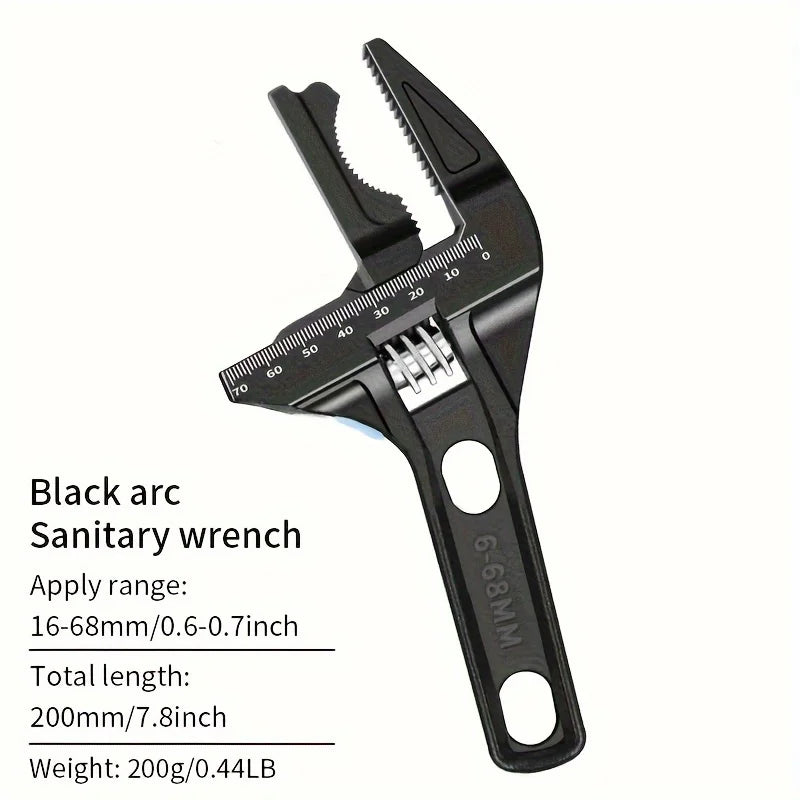 Black 16-68mm Adjustable Bathroom Wrench - Space-Saving And Multi-Functional Oasis Select