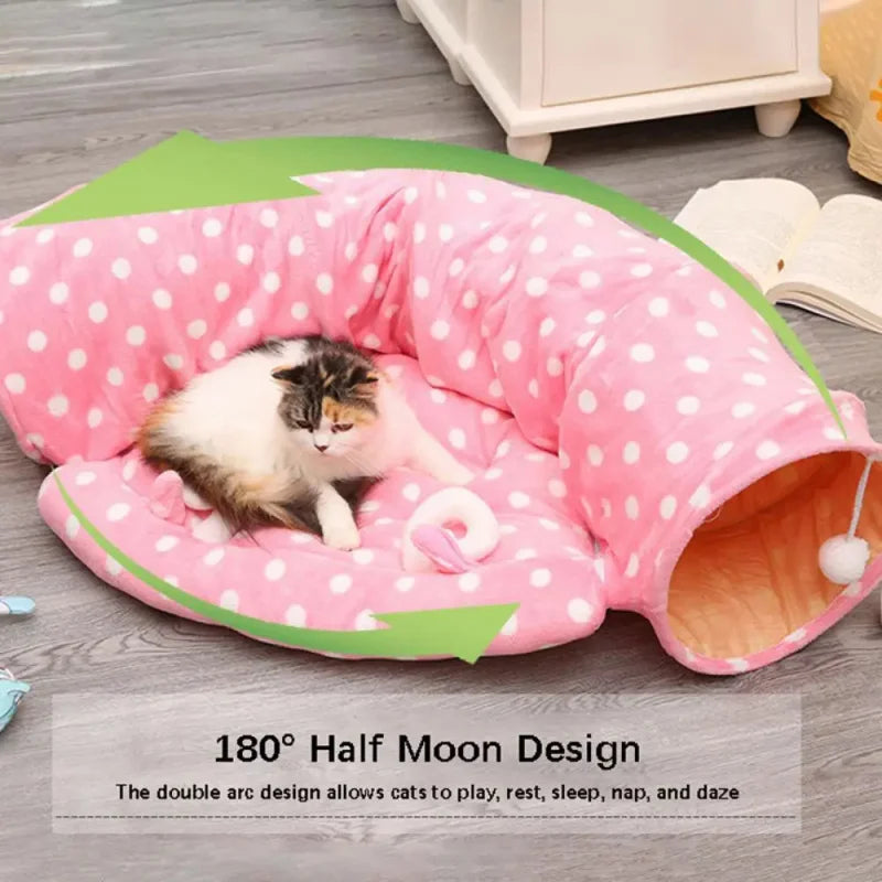 Pet Cat Tunnel Toys 2 In1 Collapsible Cat Nest Kitten Bed Tunnels Interactive Play Toy Indoor Tent for Cat Exercising Products Oasis Select