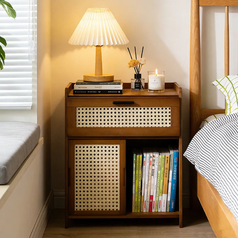 Bedside table Simple solid wood small cabinet Light luxury storage cabinet Bedroom bedside simple Nordic European modern mini Oasis Select