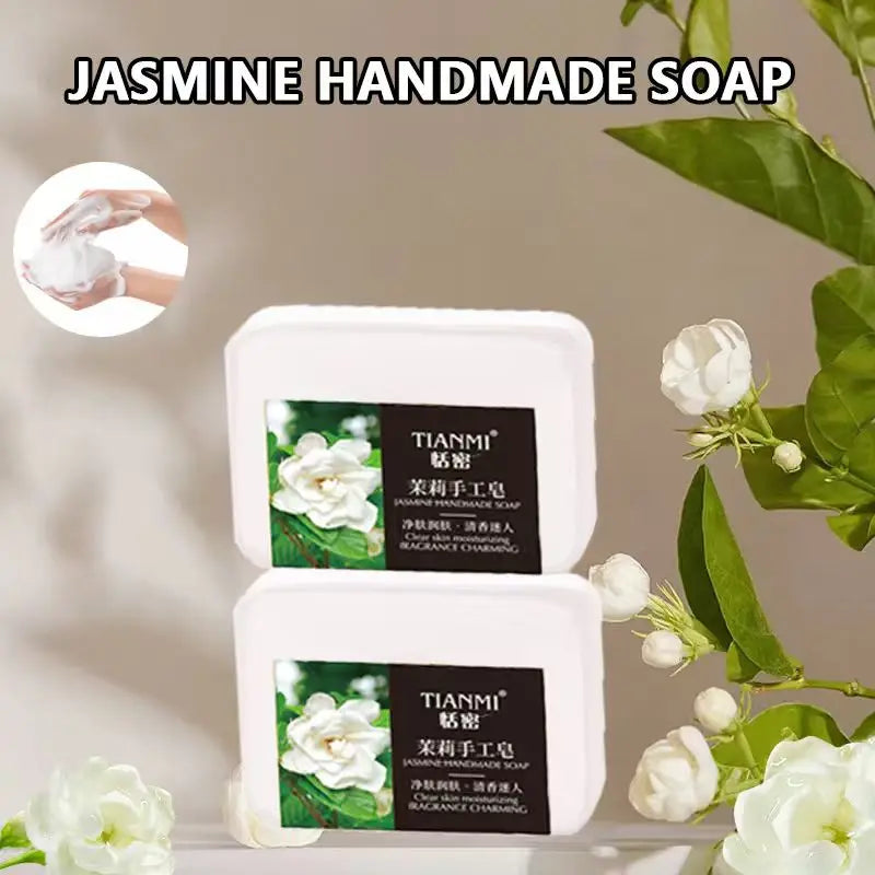 2PCS jasmine handmade soap, rich in jasmine extract, softens rough skin, replenishes moisture and cleanses Oasis Select