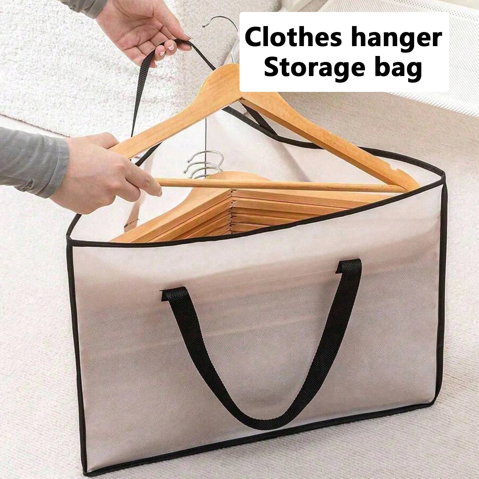 Clothes Hanger Organizer Large Capacity Triangle Storage Bag Foldable with Handle Space-Saving Clear Transparent for Wardrobe Ho Oasis Select