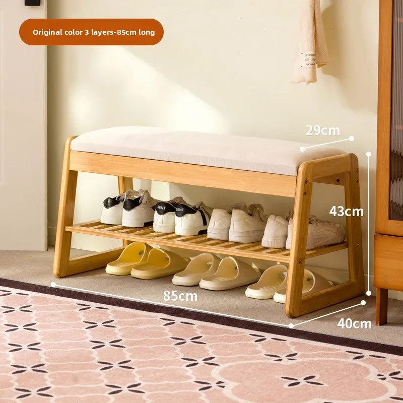 Solid wood shoe changing stool, household storage at the door, narrow shoe stool, shoe cabinet, simple wind fitting room stool Oasis Select Primary double 85