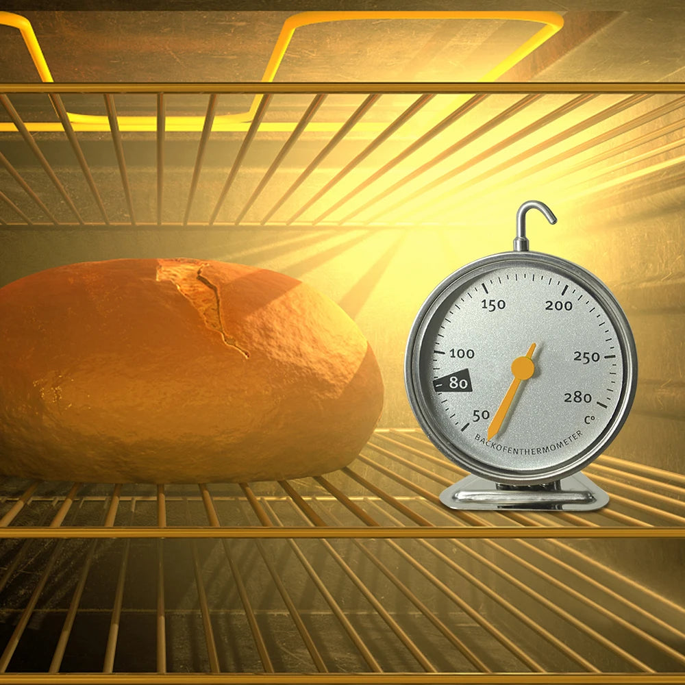 Stainless Steel Oven Thermometer New Large Dial Baking BBQ Cooking Meat Food Temperature Measurement Hang Stand Kitchen Supplies Oasis Select