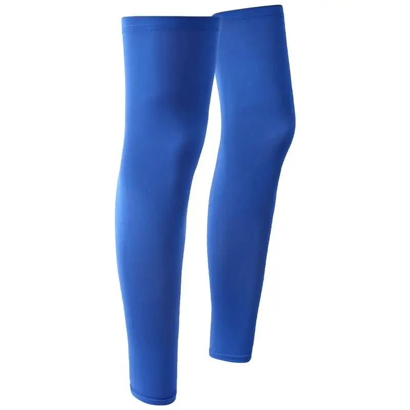 2PC Summer Running Cycling Legs Sleeve Ice Silk Protection Compression Non-Slip Leg Warmer Cooling Sport Gear Sunscreen Leggings Oasis Select Blue