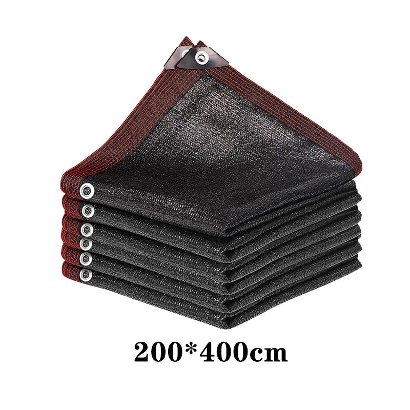 200x 400cm Summer Outdoor Shading Beige Shading Net Wrapped Perforated Shading Cloth Thickened Heat Insulation Net Shading Net Oasis Select Black-200x400cm