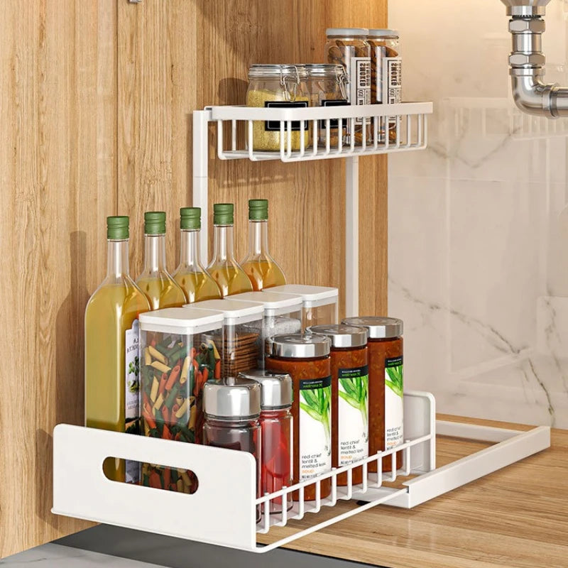 Kitchen lower sink rack pull-out seasoning storage layered pull basket bathroom drawer Oasis Select
