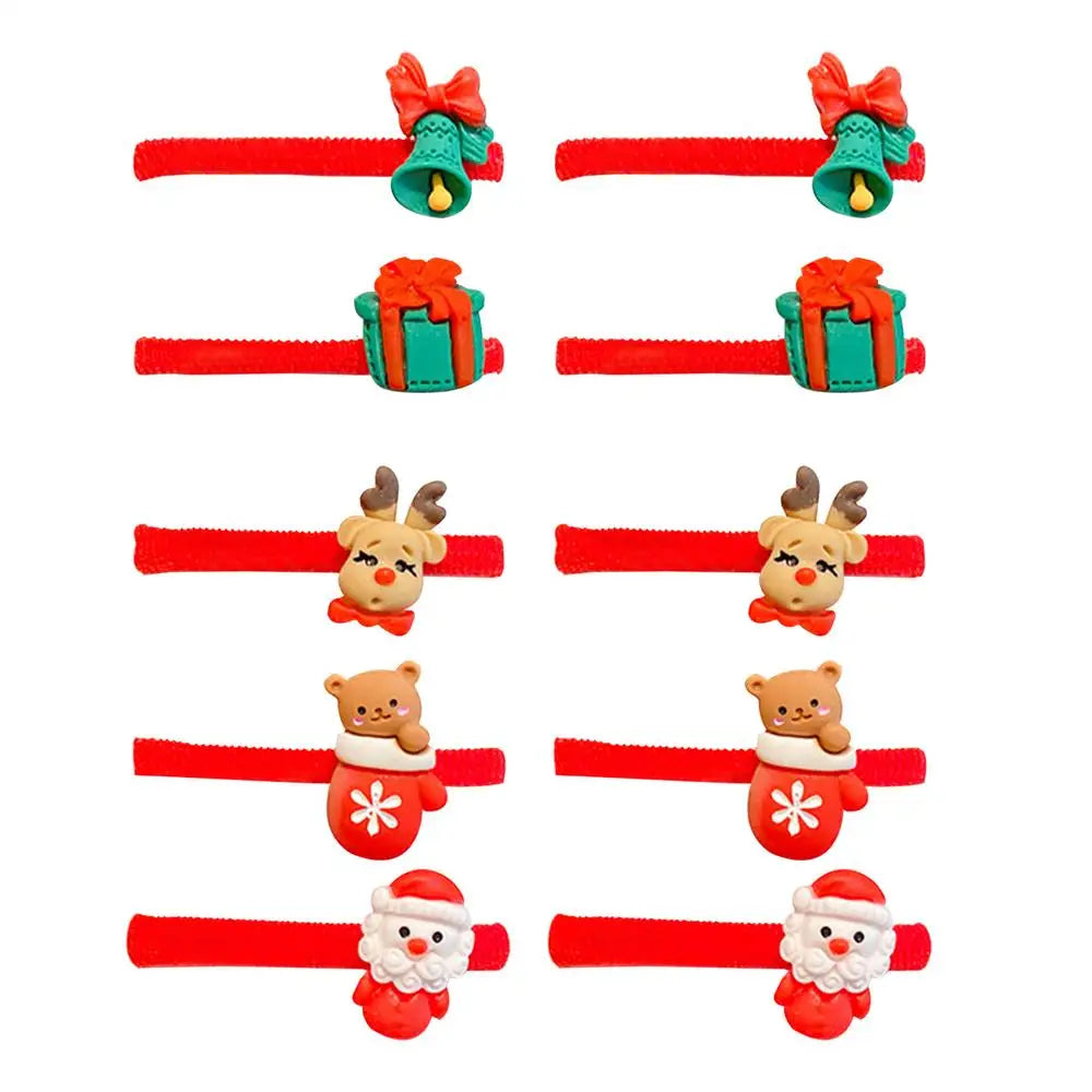 10PCS Christmas Hair Ties Cute Santa Elastic Bands Soft No Damage Ponytail Holders Santa Snowman Christmas Elastic Hair Bands Oasis Select China Mainland B