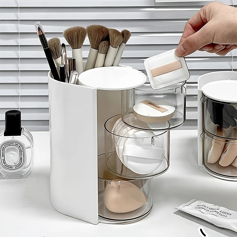 3 Tier Rotating Makeup Organizer Holder With Dustproof Lid Clear Acrylic Cosmetic Storage For Brushes Produce Box Clothes Oasis Select 3 floors