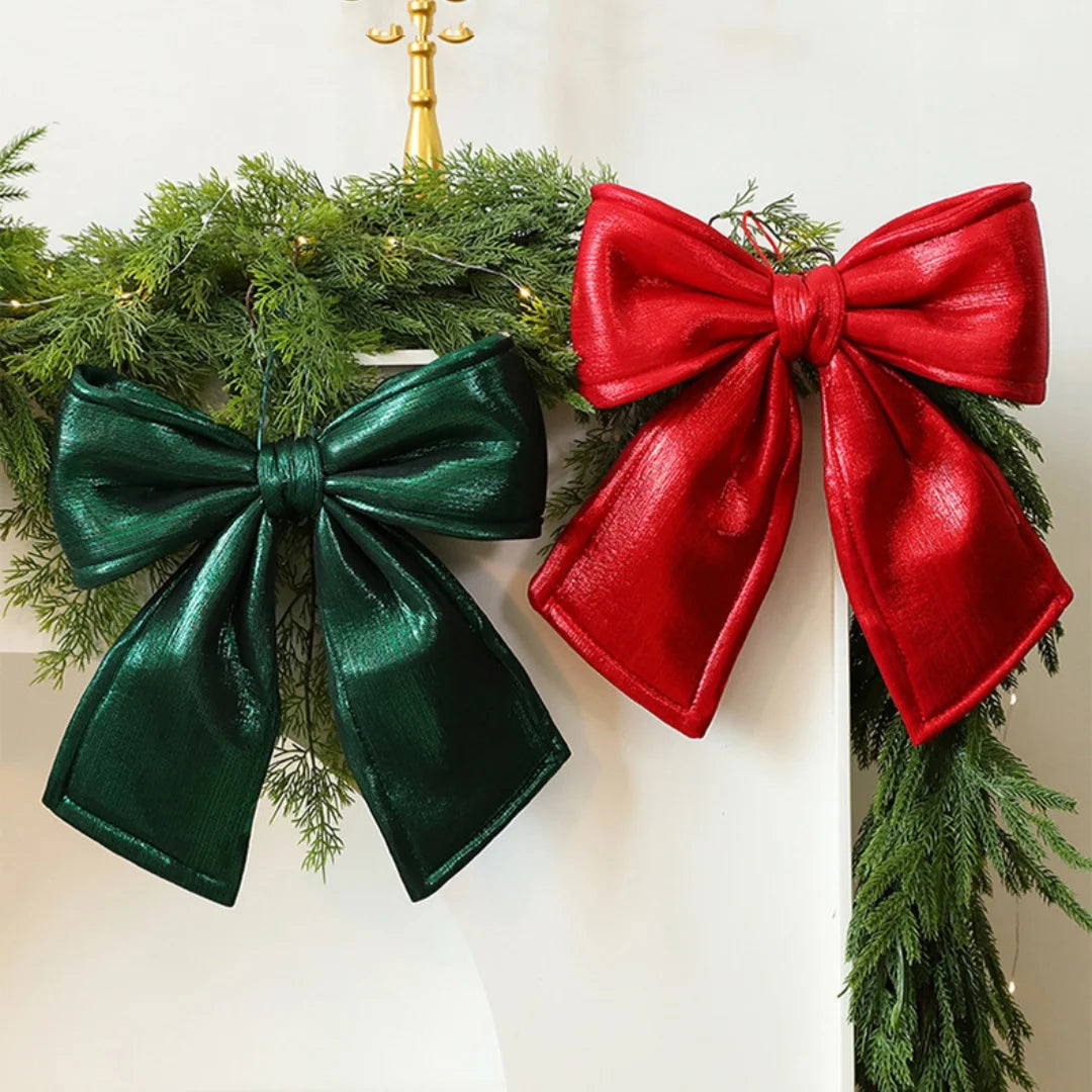 25cm Glitter Christmas Bow Decoration | Xmas Tree Pendant