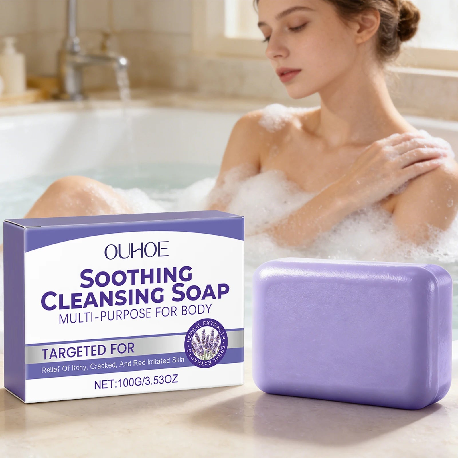 Lavender Cleaning Soap Oil Control and Itching Relief Long-Lasting Daily Soothing Hydration Bath Soap Body Odor Removal Care Oasis Select