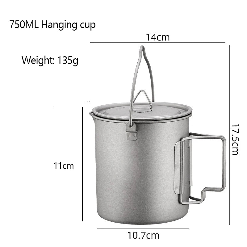 Pure Titanium Folding Camp Mug – Lightweight Camping Cup Camping Titanium Mug Oasis Select 750ml hanging cup