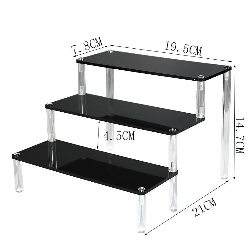 1–5 Tier Acrylic Display Stand | Riser Shelf Rack – Clear & Black
