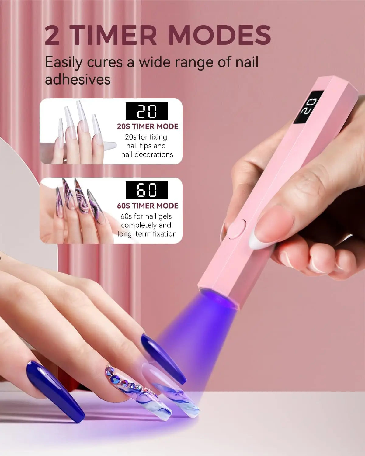 Portable UV LED Nail Lamp 3W – Gel Polish Curing, 2 Timers UV Nail Lamp Oasis Select