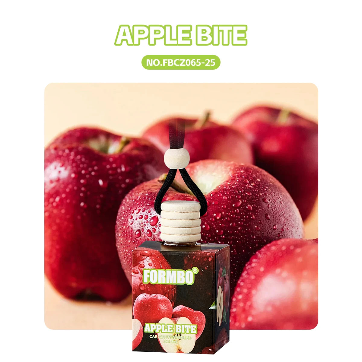 FORMBO Fruit Car Air Freshener Pendant | 4 Scents, 8ml Car Air Freshener Oasis Select 065 APPLE BITE