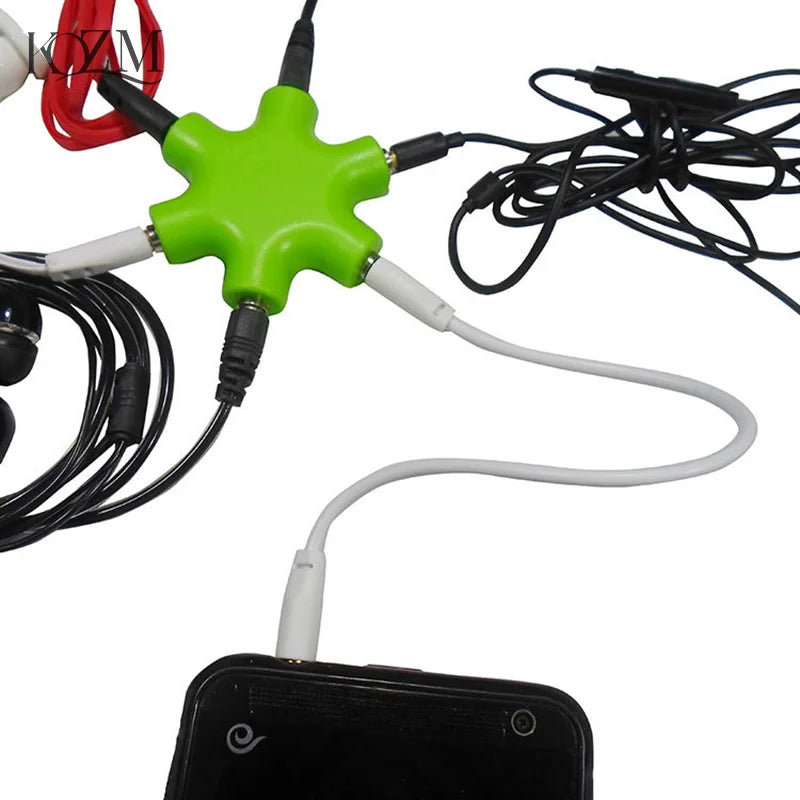 6-Port 3.5mm Audio Splitter – 1 Male to 5 Female Headphone Adapter