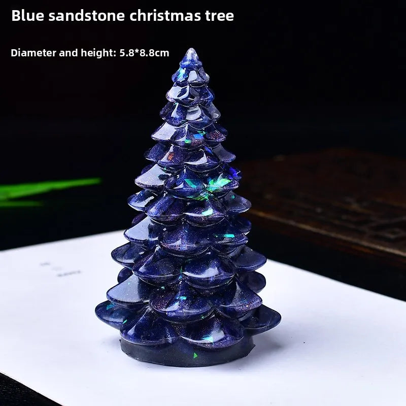 New Natural Crystal Crushed Stone Christmas Tree Resin Decorative Item for Home Desktop Decoration Christmas Display Oasis Select J 5.8cm x 8.8cm