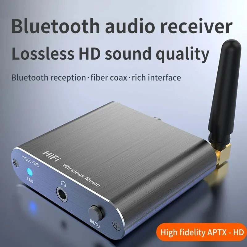 VAORLO AptX-HD Bluetooth 5.2 Receiver HIFI Music Wireless Audio Adapter 3.5mm AUX Optical Toslink/Coaxial Output For Car Speaker Oasis Select